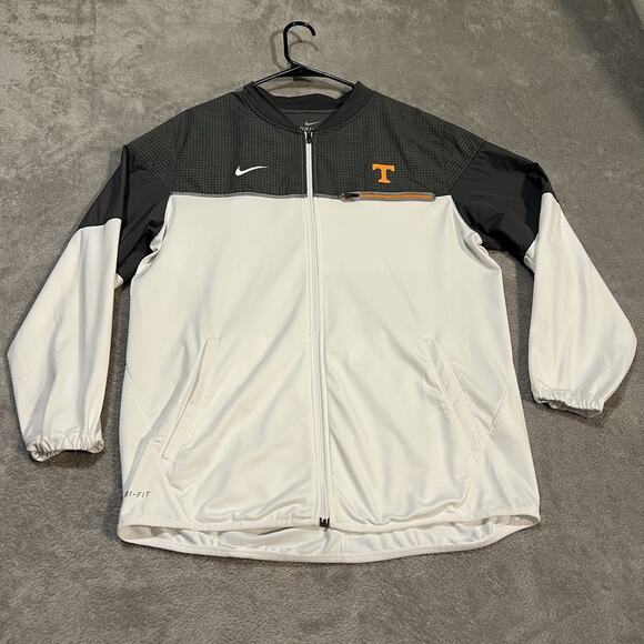 Tennesee Vols Jacket Mens Medium White grey Nike Dri-Fit Full Zip Lightweight - Picture 1 of 8